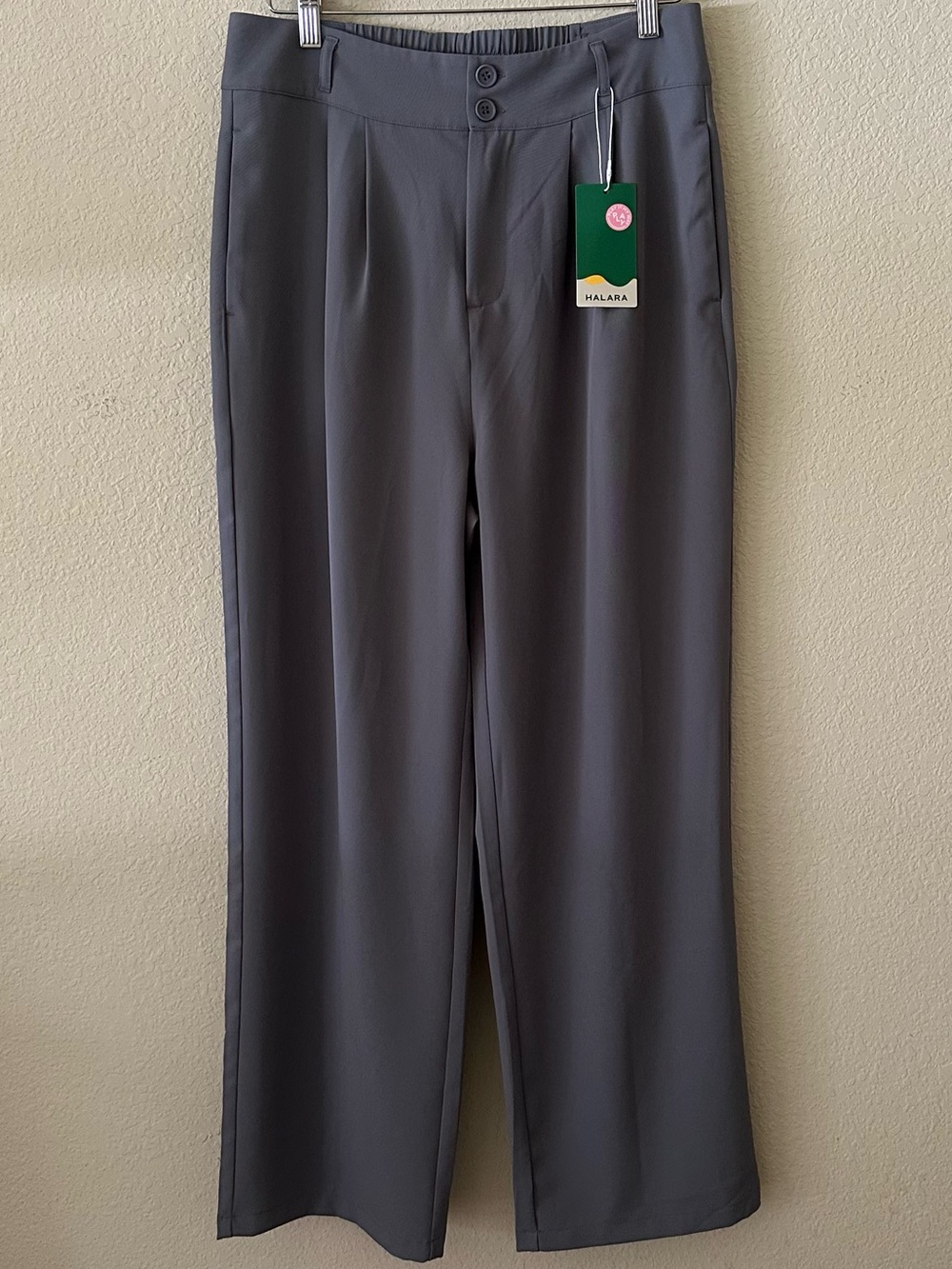 HALARA Women’s Charcoal Gray Wide-Leg Dress Dress up Trousers size Large
